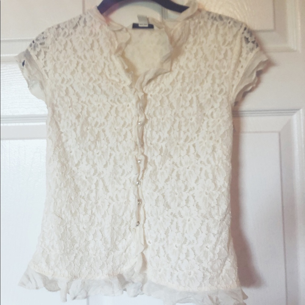 Banana Republic off-white lace blouse